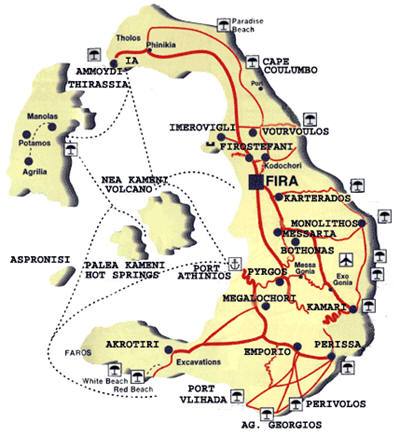 Mappa isola di Santorini